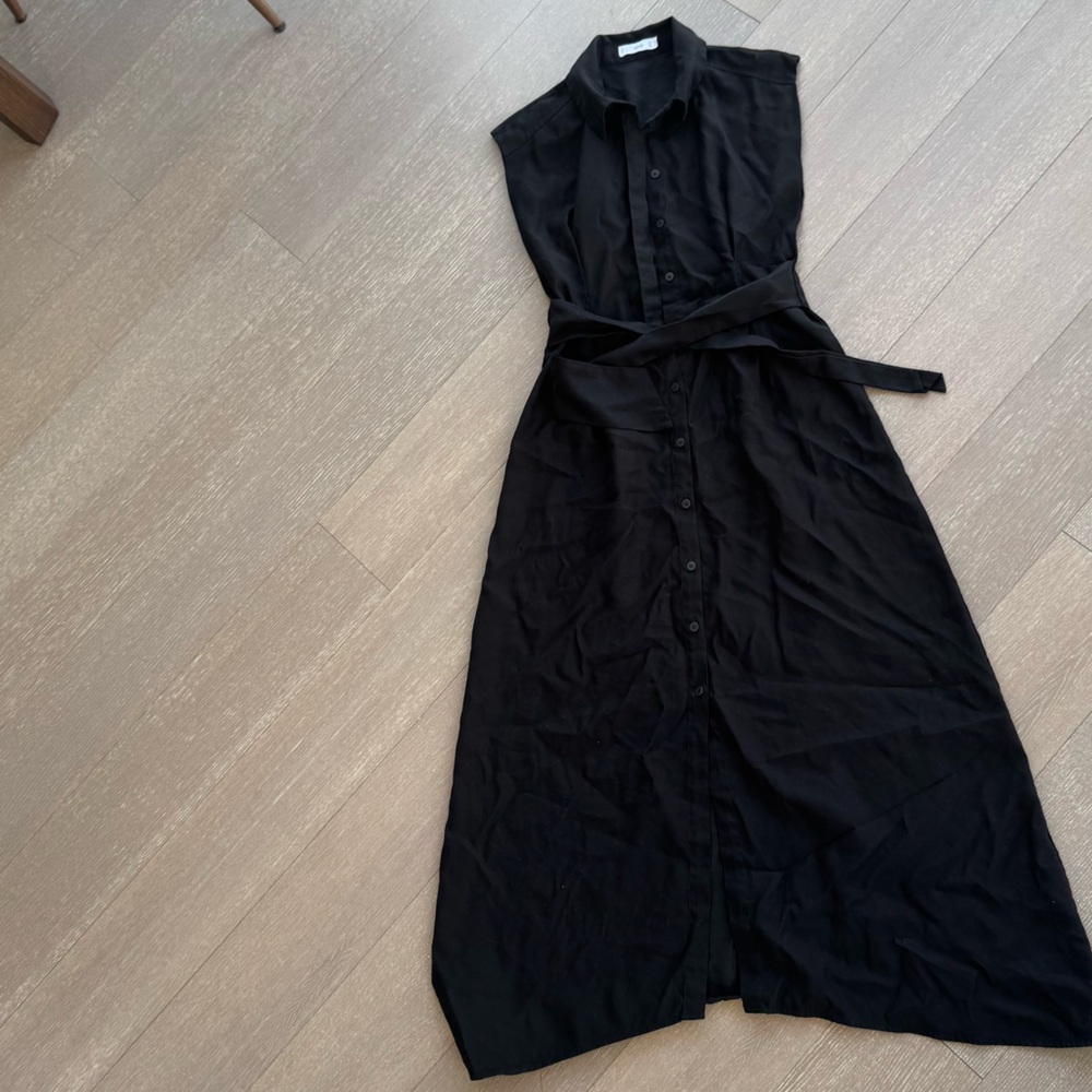 Mango long sleeveless black dress